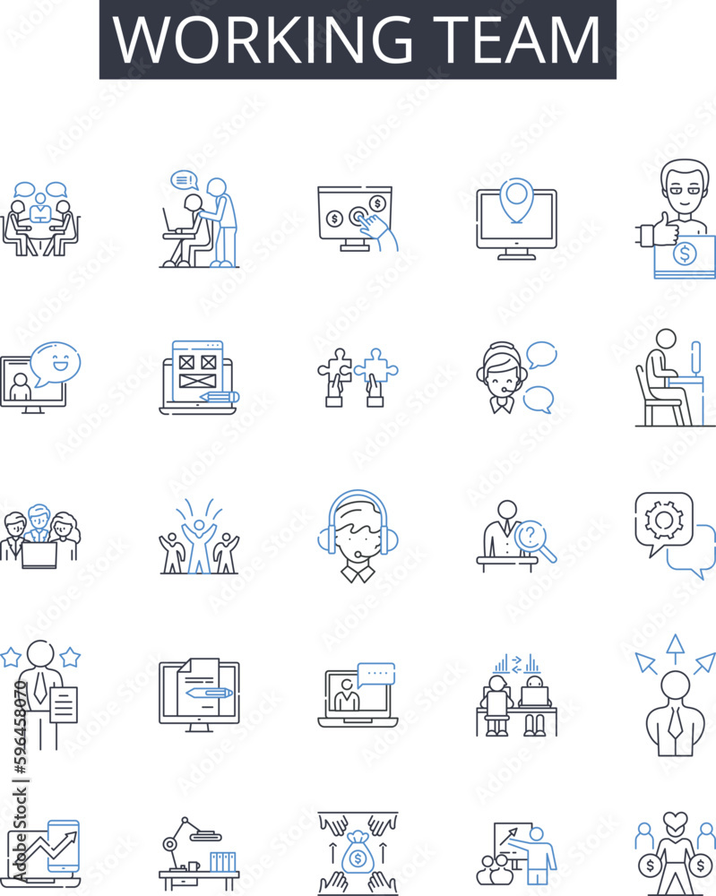 Working team line icons collection. Timeline, Schedule, Manufacturing ...
