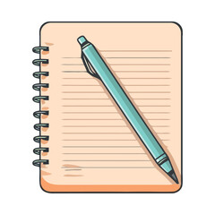 Poster - Blank notebook page with blue pencil s