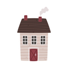 Wall Mural - Small House with Roof and Windows as Sweet Cozy Home Vector Illustration