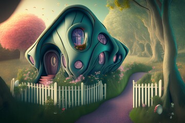 Wall Mural - The Rabbit Hole House - generative ai