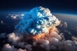 massive cumulonimbus cloud towering over a landscape. Generative AI