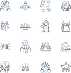 Joint-workers line icons collection. ollaboration, Synergy, Cooperation, Partnership, Alliance, Cohesion, Unity vector and linear illustration. Teamwork, Coordination, Nerking outline Generative AI