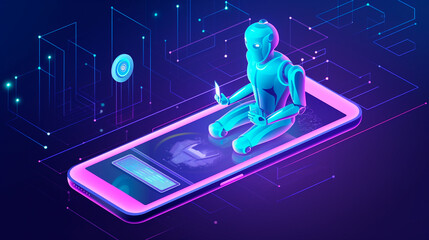 System Artificial intelligence ChatGPT Chat Bot AI , Technology smart robot Ai Chat GPT application software , robot application Chat GPT. Generative AI