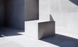 3d square geometric design step concrete podium in sunlight (Generative AI)