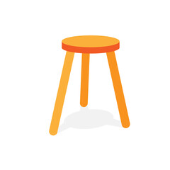 Wall Mural - Three-legged stool simple icon. Clipart image isolated on white background