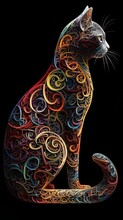 Colorful Abstract Cat. Generative AI