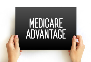 Medicare Advantage text quote on card, concept background
