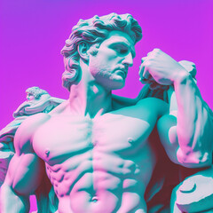 a Greek mythology god statue of a man in a colorful style Created with generative AI tools