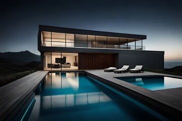 Wall Mural - Modular homes with pool exterior designs of modern architecture