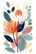 Modern, pastel warm colors, simple flat flower drawing vector style illustration made with Generative AI 