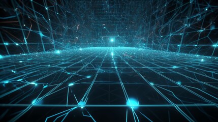Poster - A Network Grid Fusion background. Generative ai