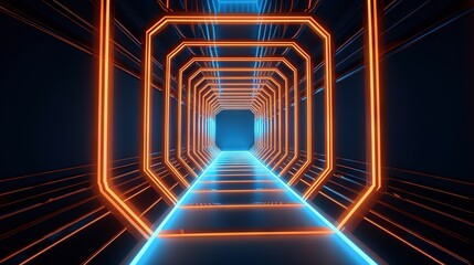 Trails on the tunnel. AI generated art illustration.
