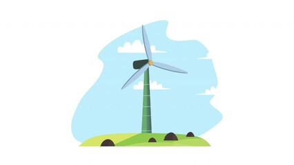 Wall Mural - windmill turbine ecology energy alternative animation