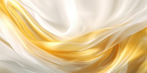 abstract white and gold-yellow textile transparent fabric. soft light background for beauty products