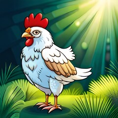 Wall Mural - A cute funny chicken portrait