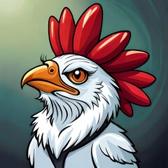 Wall Mural - Portrait of an angry chicken 