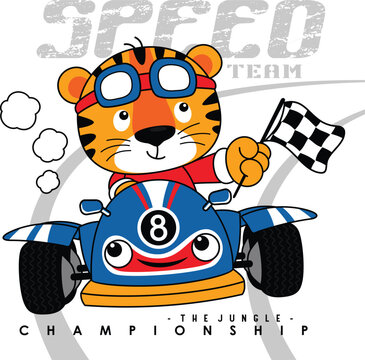speed racing, vector animal cartoon illustration design graphic printing