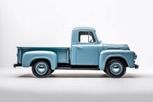Blue Pickup Truck On White Background. Generative AI