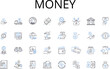 © michael broon - Money line icons collection. Wealth, Currency, Cash, Dough, Bucks, Moolah, Funds vector and linear illustration. Coins,Greenbacks,Scratch outline signs set Generative AI