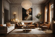 © 1by1step - illustration of glamour modern classic style interior design, generative ai