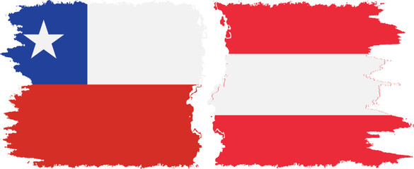 Austria and Chile grunge flags connection vector