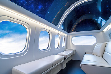 Wall Mural - Luxury passenger aircraft business class inside scene