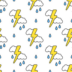 Wall Mural - thunderstorm weather icon. stylized element with black outline isolated on white background.