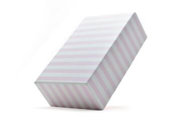 Wall Mural - stripe pink paper box on white background, package for design