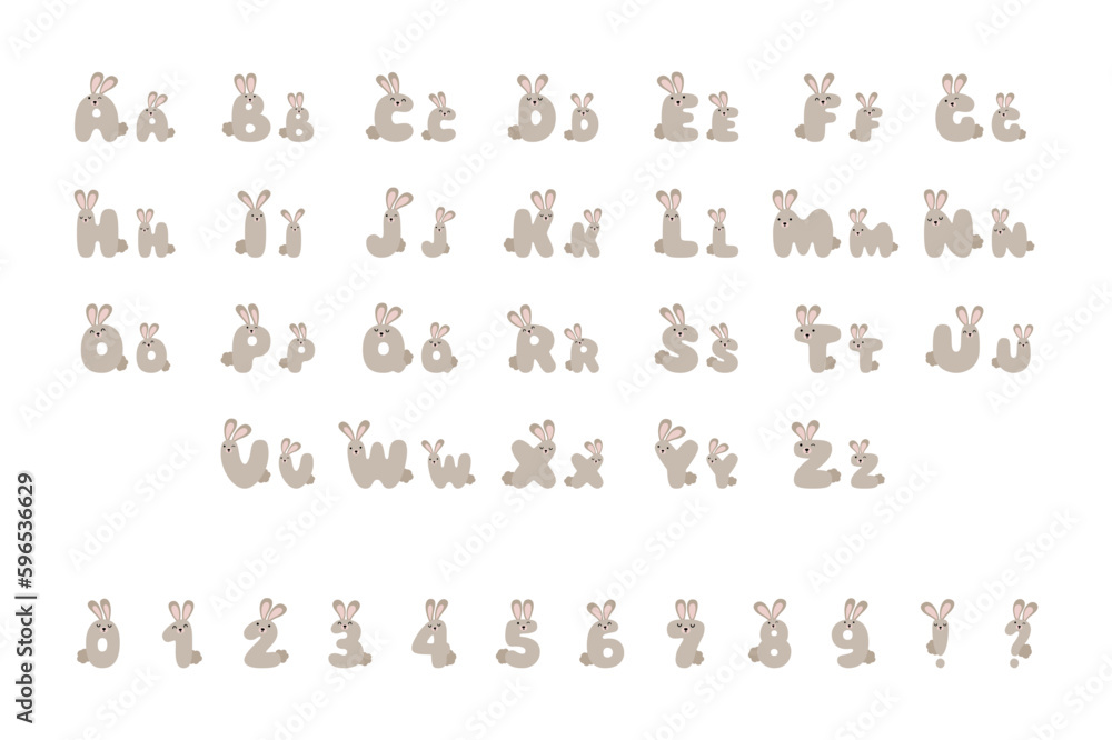 Rabbit alphabet in cartoon style Stock Vector | Adobe Stock