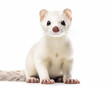 photo of ermine, also called stoat isolated on white background. Generative AI