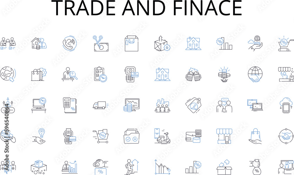 Trade Flow Realignment Icon Trade and finace line icons collection. Prospecting, Negotiation ...
