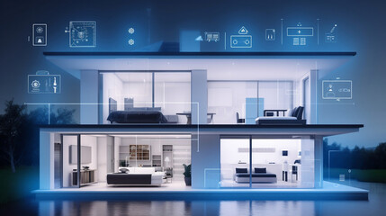 Modern smart home systems of smart building , The smart home is isolated background,unique