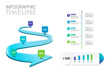 Wall Mural - infographic template 5 year plan framework vision, modern step timeline infographics design for busi