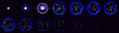 Cartoon sprite sheet of star explosion vfx isolated on black background. Vector illustration of blast effect animation set, magic power hit, blue light energy impact. Fireball strike storyboard