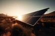 Solar panels harvesting energy from desert sun. Generative AI