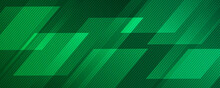 3D Green Geometric Abstract Background Overlap Layer On Dark Space With Diagonal Lines Decoration. Modern Graphic Design Element Striped Style For Banner, Flyer, Card, Brochure Cover, Or Landing Page