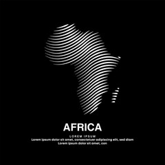 simple line art map of africa. creative africa map logotype vector illustration on dark background. 
