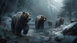 Grizzly bears in the icy wilderness, created with generative ai