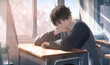 © HiroSund - Male student sitting at a desk in the classroom,Generative AI
