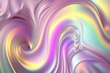 Wall Mural - abstract iridescent liquid swirling plastic background created with generative ai