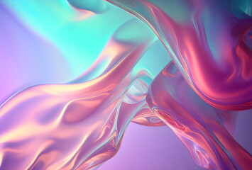 Wall Mural - soft pink abstract iridescent liquid smoke plastic flowing shape background created with generative ai