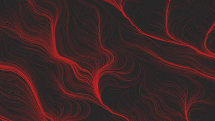 Black and red abstract concept background. Wavy lines. Backdrop with modern stripes. Wavy stripes black and red colors on dark texture.