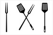barbecue tools spatula and fork silhouette logo icon