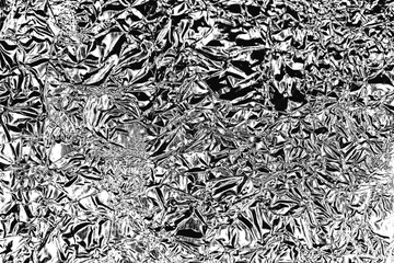 crumpled foil abstract background black and white silver effect