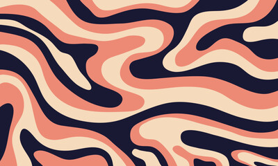 Wall Mural - Psychedelic swirl groovy pattern.Groovy liquid background in trendy 70s, 80s style.Vector illustration