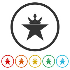 Wall Mural - Crown Star Logo. Set icons in color circle buttons