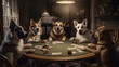 Hunde spielen Poker an einem Pokertisch