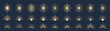 © Diana Kovach - Hand drawn set of golden Sun, sunburst, light rays in line art. Bohemian symbol bursting sun rays. Magic talisman, antique style, boho, tattoo, logo. Vector gradient illustration on blue background