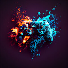 Wall Mural - Abstract gaming joystick background,
