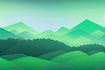 simple flat gradient mountain range landscape background (generative ai)